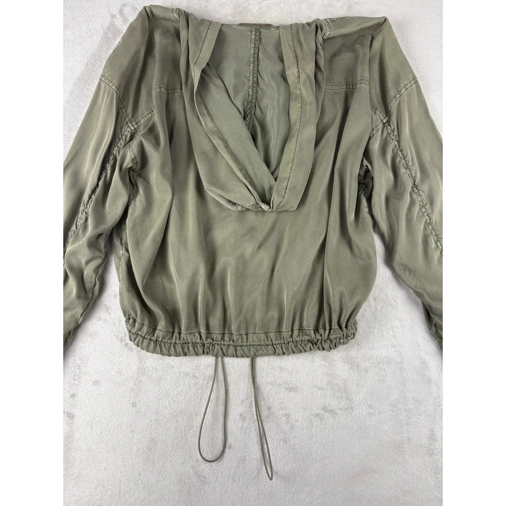 Anthropology Marrakech Women Olive Hooded Utility Bomber Jacket Full Zip Size M